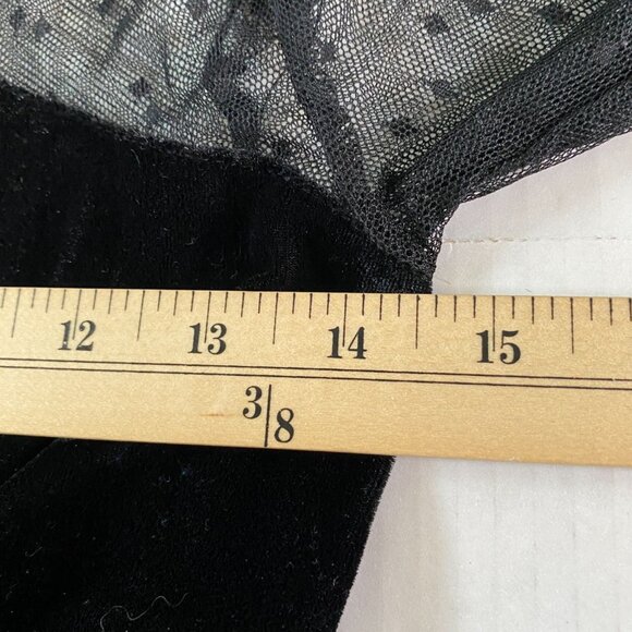 Forever 21 Womens Black Velvet and Mesh Skater Dress Size S Goth Witchy Elegant - Picture 6 of 8